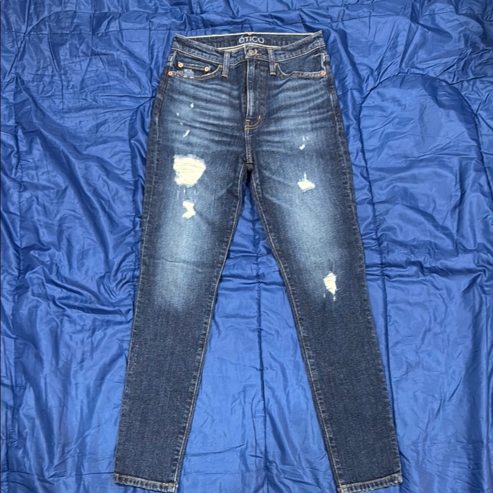 Etica Blue Skinny Jeans Distressed Stretch